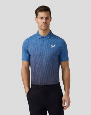 Castore Golf Print Polo Azules | AQRE-23671