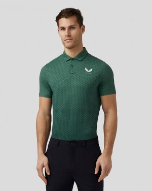 Castore Golf Printed Polo Verde | TRQD-91032