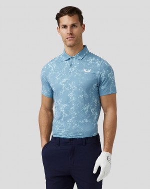 Castore Golf Short Sleeve Printed Polo Azules | HJTG-18306